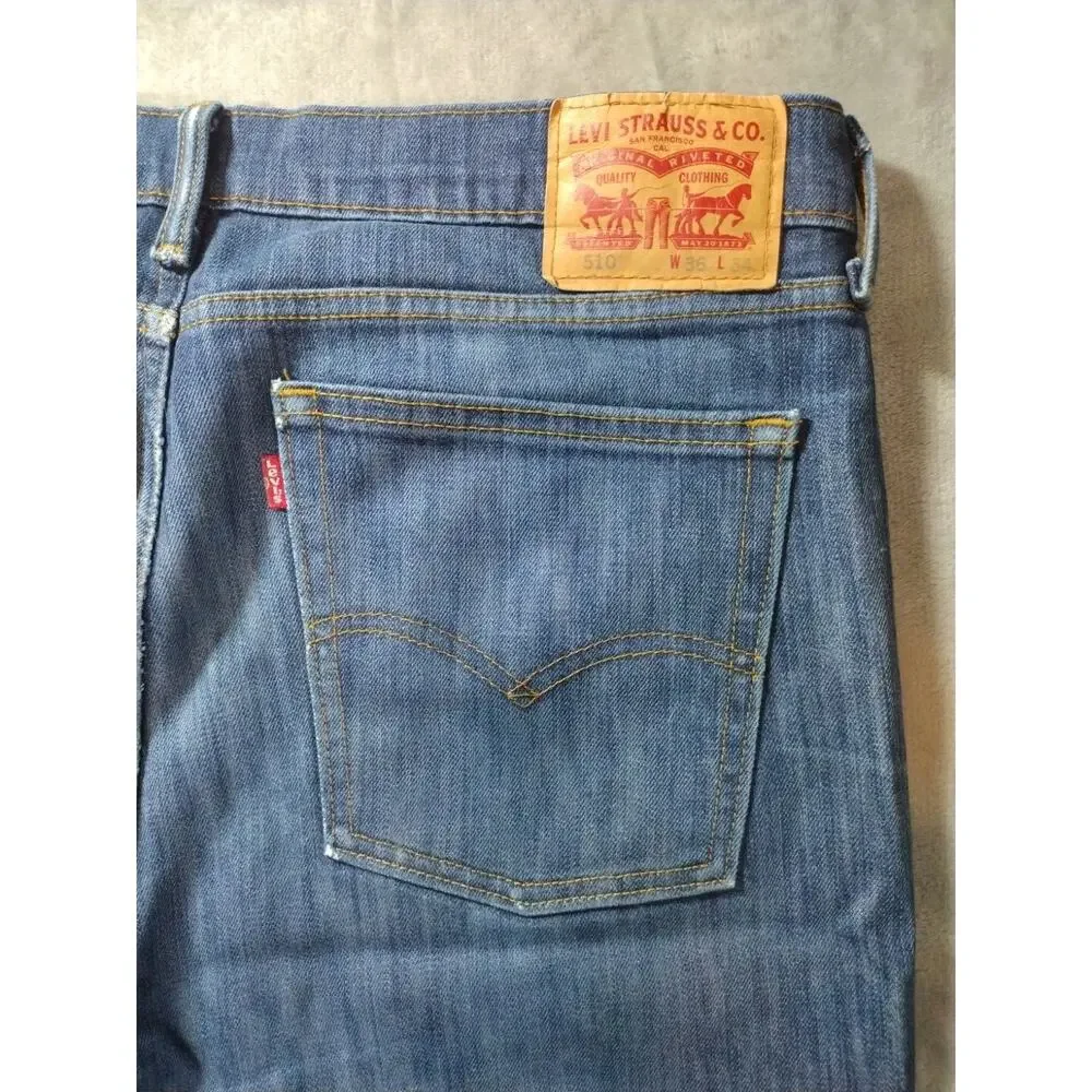 Levi's 510 Skinny Jeans Mens 36X34 Medium Wash Stretch Mid Rise Preppy Casual